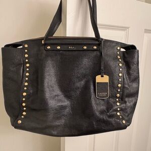 Lauren Ralph Lauren Black Tote with Gold Studs